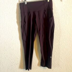 Lululemon Fast & Free Crop II *Nulux 19", Pelt, Size 6